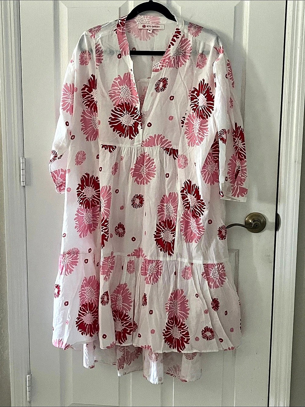 Ro's Garden Floral Mini Dress in White & Pink Size XL